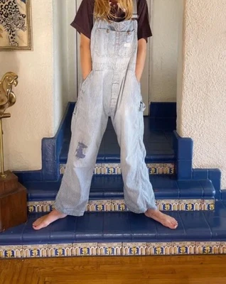 60s 70s Big Mac flare Strip Cargo Overall S-M Wide Leg Chore Single Stitch Retro - Image 1 of 4