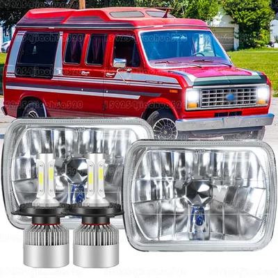 2Pcs 5x7" 7x6" LED High/Low Beam Headlights For Ford E-150 E-250 E-350 Econoline - Image 1 of 4