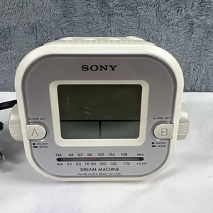 Retro Vtg Sony Dream Machine Dual Alarm Clock Radio ICF-C180 AM/FM White Works! - Picture 1 of 6