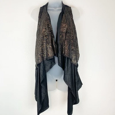 Pretty Angel Vest Womens Large Waterfall Animal Print Stretch Boho Festival Top - Image 1 of 4