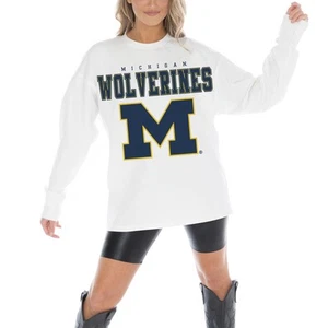 Mujer Gameday Couture Blanco Michigan Wolverines Big Goals Gran Tamaño Largo - Imagen 1 de 5