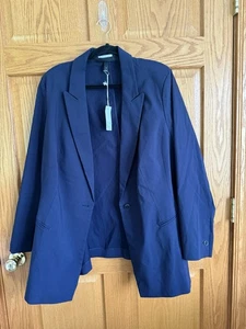 NWT Women’s Lane Bryant Single Button Navy Blazer 26 Business Office Core - Picture 1 of 7