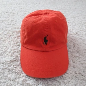 Polo Ralph Lauren Hat Cap Strap Back Orange Leather Strap Embroidered Pony Mens - Picture 1 of 8