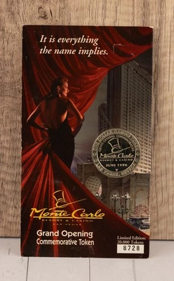 1996 Monte Carlo Grand Opening Commemorative $1 Token Casino Coin - 315b - Image 1 of 4