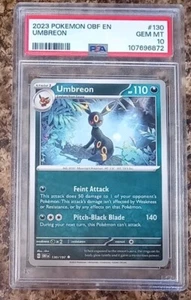 Umbreon 130/197 Sv03 Obsidian Flames Holograma Inverso Clasificado PSA 10 - Imagen 1 de 2