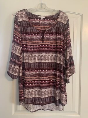 Billabong Women's Boho Style Paisley Tunic Top Long Sleeve Size Small - Image 1 of 3