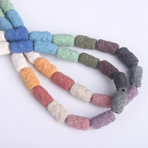 Cuentas sueltas de piedra de lava volcán natural de 21 mm con forma de meteorito cilindro largo 50 un. - Imagen 1 de 18