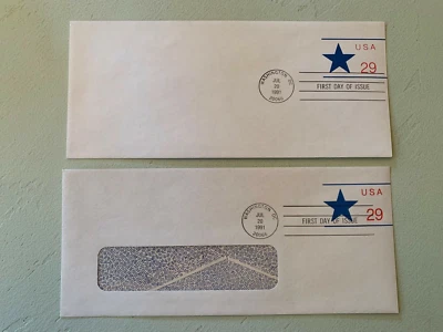 US Stamps SC# U623 Star 29c Stamped Envelope 2 varieties FDC 1991 - Image 1 of 2