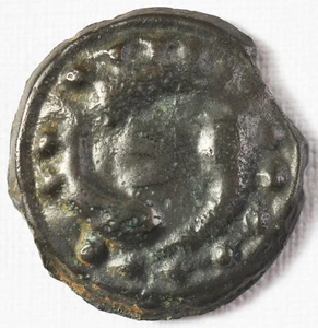 Kelten Potin Lingones ca. 100 v. Chr. drei Fische / keltisches Rad vorzüglich - Bild 1 von 2