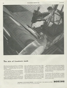 1943 Boeing The Skin of Freedom's Teeth Designer's Flying Fortress Print Ad - Picture 1 of 1