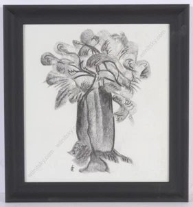 Elisabeth Kudisch-Zuba (1902-1994) "Vase with flowers", charcoal, 1930s - Picture 1 of 2