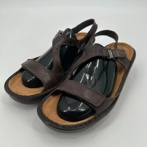 Naot Sandals Womens 9-9.5 Brown Genuine Leather Slingback Ankle Strap Open Toe - Picture 1 of 9