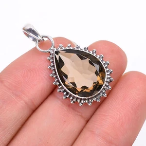 Smoky Quartz Gemstone 925 Sterling Silver Jewelry Pendant, Beautiful Pendant - Picture 1 of 4