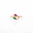 Naturalny szmaragdowy rubin i diamenty Ręcznie robiony damski pierścionek obietnica Solidne 18-karatowe złoto