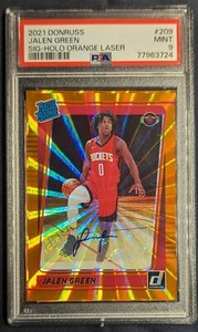 Jalen Green Rockets Rookie 2021-22 Donruss Holo Laser Orange Mint PSA 9 Auto