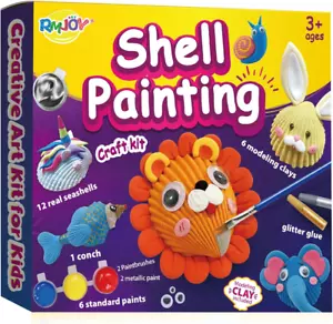 Arts & Crafts Kit for Kids: Sea Shell Painting Kit Creativity Craft Kits with 12 - Picture 1 of 13