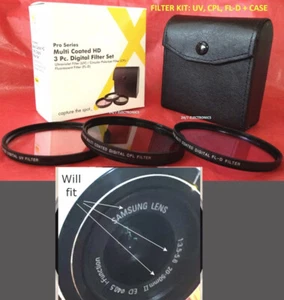 FILTER KIT 40.5mm CPL FLD UV Samsung NX1100 NX2000 (with 20-50mm Lens), CIRCULAR - Picture 1 of 7