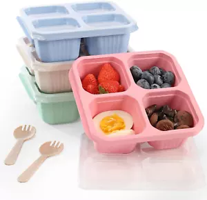Snack Containers (4 Pack),Lunch Box Containers,Reusable 4 Compartment Snack Box - Picture 1 of 7