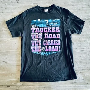 2010 Truckers Wife Short Sleeve T-Shirt Size L Large Black Pink Delta Pro Weight - Picture 1 of 5