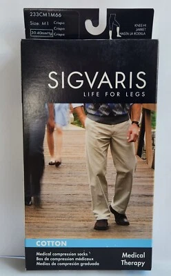 Sigvaris Men's 30-40 mmHg Knee-Hi Medical  Compression Socks Sz M1 Color Crispa - Image 1 of 4