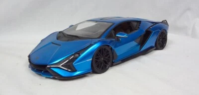 Coche de juguete miniatura modelo Burango Blue Lamborghini Sian FKP 37 1:18 Foto 1 de 4