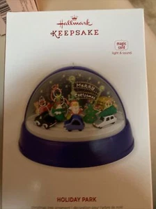 Hallmark Keepsake Holiday Park Snow Globe Christmas Ornament 2013 Magic Cord New - Picture 1 of 3