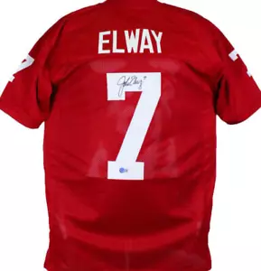John Elway Autographed Red Collge Style Jersey-Beckett W Hologram *Black - Picture 1 of 8