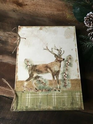 Holiday Rustic Faux Book Storage Gift Box Wooden LARGE 15 Inch Heavy Quality🦌 - Image 1 of 4