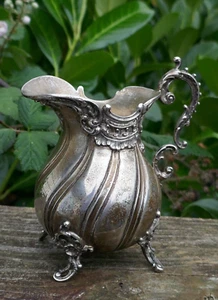 Antique German 800 Fine Silver Ornate Applied Design Handled Creamer - Picture 1 of 14