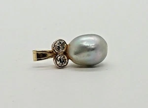 Colgante perla con brillantes 0,3 ct. EXCELENTE ORO AMARILLO 14K/585 - Imagen 1 de 2
