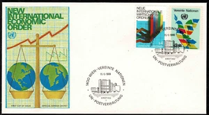 UN Vienna 1980 New International Economic Order FDC - Pair Of Stamps - Mint 2 - Picture 1 of 1