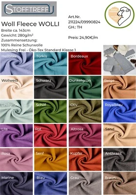 Woll Fleece WOLLI- 100% Schurwolle- 0,5 - breite 143cm - Woll Jersey - Wollwalk - Bild 1 von 3