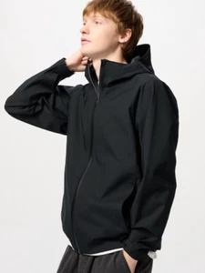Men BLOCKTECH Parka 3D UNIQLO Water-resistant Windproof Black S size New - Picture 1 of 3