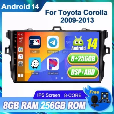 8-CORE Für Toyota Corolla 2009-13 Autoradio GPS Navi Car Play Android 14 8+256GB - Bild 1 von 4
