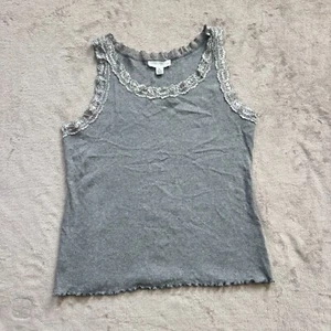 French Laundry Women's Gray Lace Trim Tank Top Size XL - Picture 1 of 10