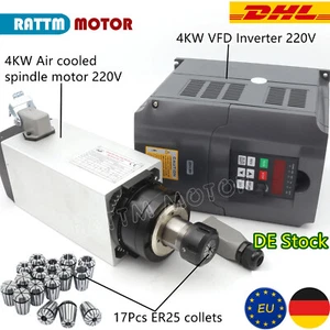 【DEU】4KW 220V CNC motor de husillo refrigerado por aire 18000 rpm + inversor HY de 4 kw + colecciones ER25 - Imagen 1 de 9