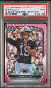 2022 Bowman University Chrome 1st DREW ALLAR Pink Refractor Rookie #34 RC PSA 9 - Picture 1 of 4