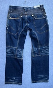 Tough Jean smith Jeans Men 36 36x32 Blue Denim Vtg Y2K Whisker Patches - Picture 1 of 13