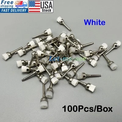 100 peças/pacote de escovas de polimento de tigela de náilon branco dental profy planas - Imagem 1 de 4