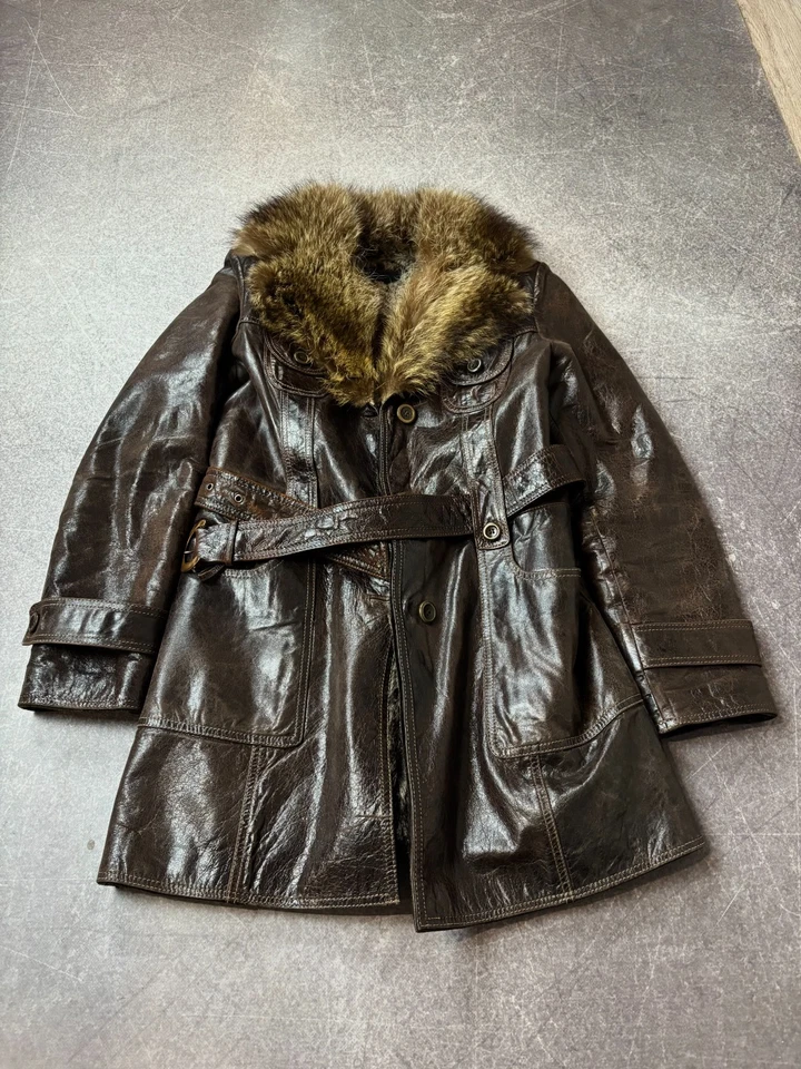 Vintage 2000s JAPANESE ISSEY MIYAKE STYLE RARE LUXURY LEATHER/ FUR  JACKET - Image 1 of 4