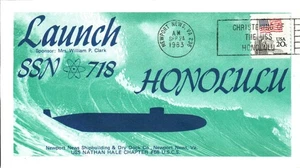 USS HONOLULU SSN-718 LANZAMIENTO 24 DE SEPTIEMBRE 1983 NEWPORT NEWS VA CACHÉT - Imagen 1 de 1