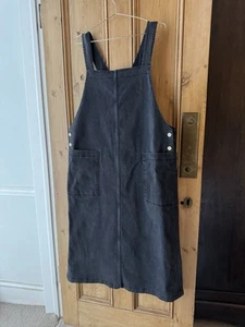Toast OAS Black Denim Utility Workwear Long Pinafore Dungaree Dress UK 16 - Picture 1 of 13