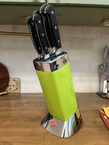 Wesco Lime Green Knife Block Set W/ 6 Knifes - Picture 1 of 12