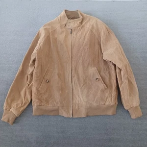 Orvis Leather Bomber Jacket Mens L Suede Full Zip Plaid Lined Barn Chore Preppy - Picture 1 of 10