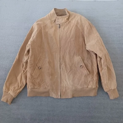 Orvis Leather Bomber Jacket Mens L Suede Full Zip Plaid Lined Barn Chore Preppy - Image 1 of 4