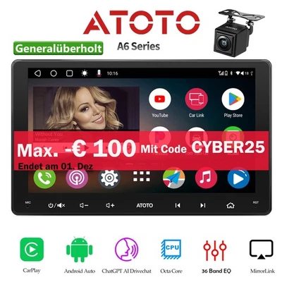 ATOTO 9" A6 PF Android  Autoradio Navi Carplay Android Auto ChatGPT GPS + Kamera - Bild 1 von 4