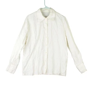 OAK FORT Gr. M Boyfriend Bluse mit Knopfleiste elfenbein 100% Leinen Langarm - Bild 1 von 11