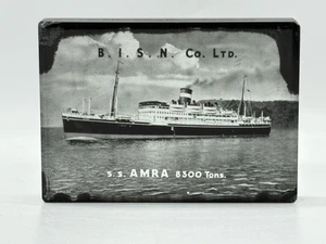 Vintage B.I.S.N. Co Ltd glass paperweight BISN AMRA 8300 Tons Ship - Picture 1 of 6