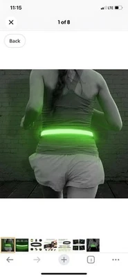 2 Pack LED Running Belt USB Rechargeable Light Up Sash High Visibility Elastic  - Image 1 of 4