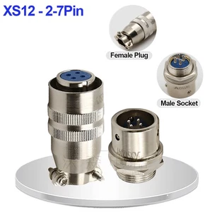 XS12-2-7Pin Screw Type Electrical Aviation Male Socket +Female Plug Connector - Picture 1 of 24